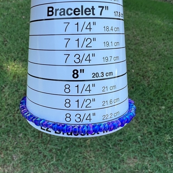 Stretch Beaded Anklet Sapphire Rainbow Blue - Picture 9 of 14